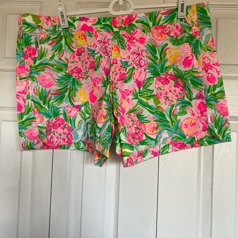 Lilly Pulitzer Pink and Green Floral Women's Shorts